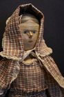 A large antique wooden doll  great clothes Civil War era 15"