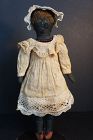 Dina, 15" embroidered face antique black doll original clothes 1880